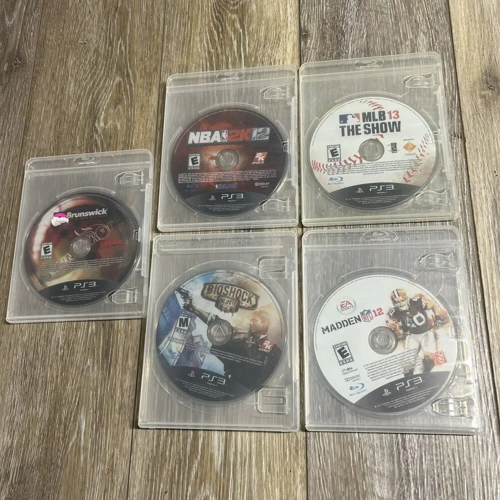 Lot of 5 Sony PlayStation 3 PS3 Games - Madden, MLB, NBA, Bioshock, Brunswick
